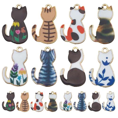 Zinc Alloy Enamel Pendants Cat plated DIY Sold By Bag