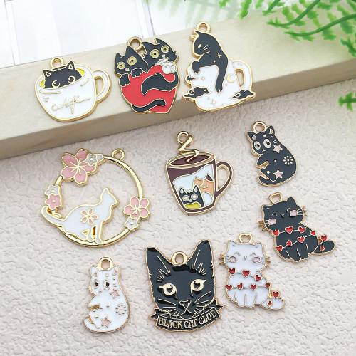 Zinc Alloy émail Pendants, alliage de zinc, chat, Placage, DIY, plus de couleurs à choisir, Vendu par PC