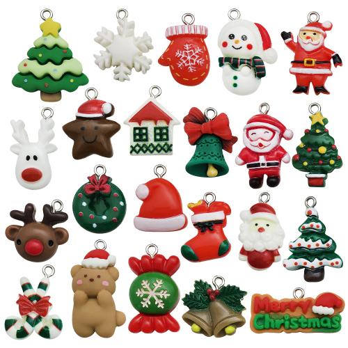 Plastic Pendants with Resin epoxy gel random style & Christmas Design & DIY Sold By Bag