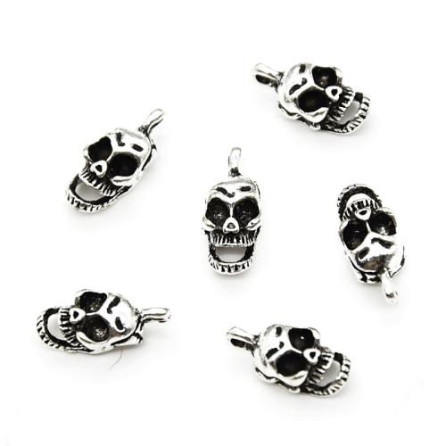 Zinc Alloy Skull Pendler, forgyldt, du kan DIY, flere farver til valg, 15x7mm, 100pc'er/Bag, Solgt af Bag