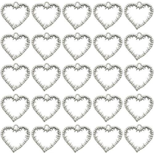 Ciondoli a cuore in lega di zinco, lega in zinco, placcato, DIY, 24x24mm, 100PC/borsa, Venduto da borsa