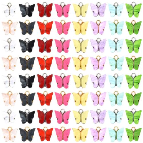 Zinc Alloy Animal Pendants with Acrylic Butterfly plated DIY Sold By Bag