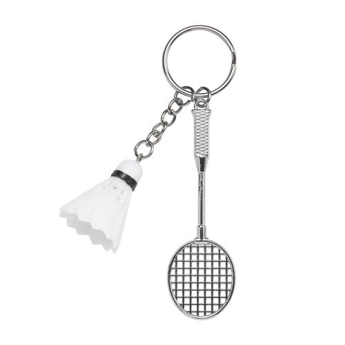 Bag Purse Charms Keyrings Keychains Zinc Alloy with PVC Plastic Badminton Racket Unisex 120mm Sold By PC