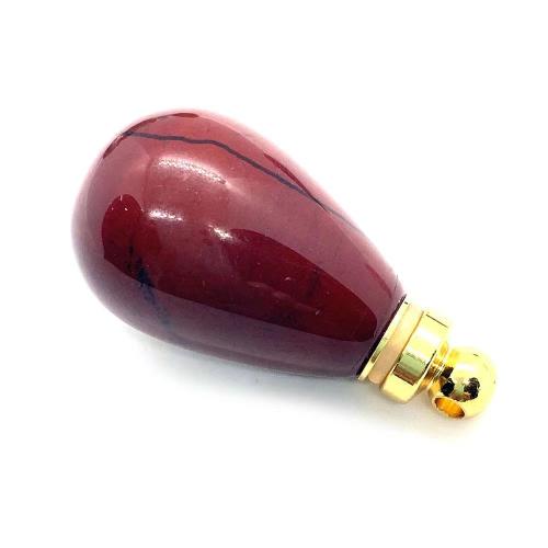 Natural Stone Perfume Bottle Pendant with Zinc Alloy Teardrop gold color plated DIY Sold By PC