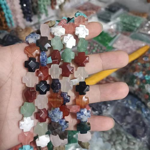 Gemstone Jewelry Beads Natural Stone Cross DIY Approx Sold By Strand