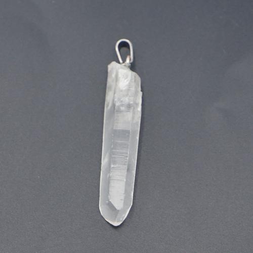 Μενταγιόν Φυσικό χαλαζία, Clear Quartz, με Σίδερο & 304 από ανοξείδωτο χάλυβα, DIY, σαφής, about:50-30mmx15-5mm, Sold Με PC