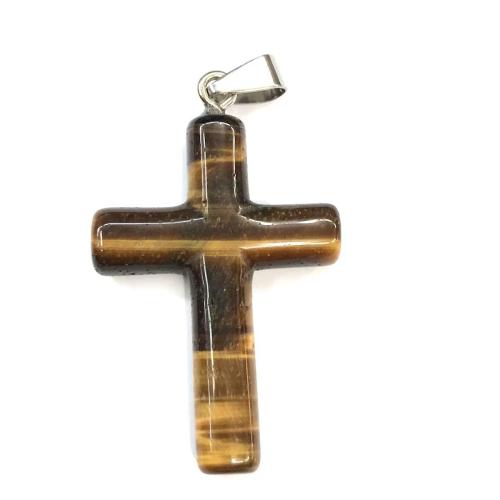 Gemstone Pendants Jewelry Natural Stone with Iron & 304 Stainless Steel Cross DIY Sold By PC