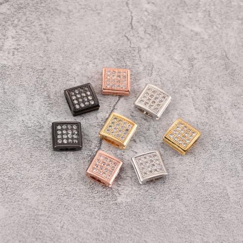 Cubic Zirconia Micro Pave Brass Beads Square plated DIY & micro pave cubic zirconia nickel lead & cadmium free Sold By PC