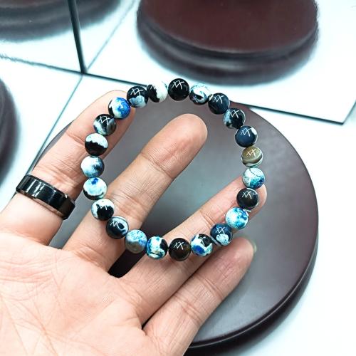 Agate Jewelry Bracelet Round Unisex blue Sold By PC