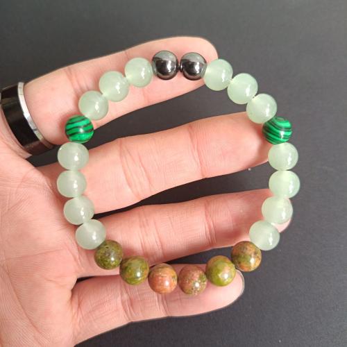 Gemstone Bracelets Green Aventurine with Malachite Round Unisex green Sold By PC