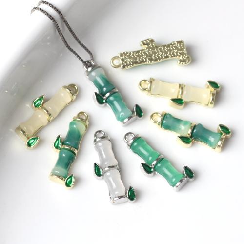 Zinc Alloy Enamel Pendants with Resin Bamboo plated DIY nickel lead & cadmium free Sold By Bag