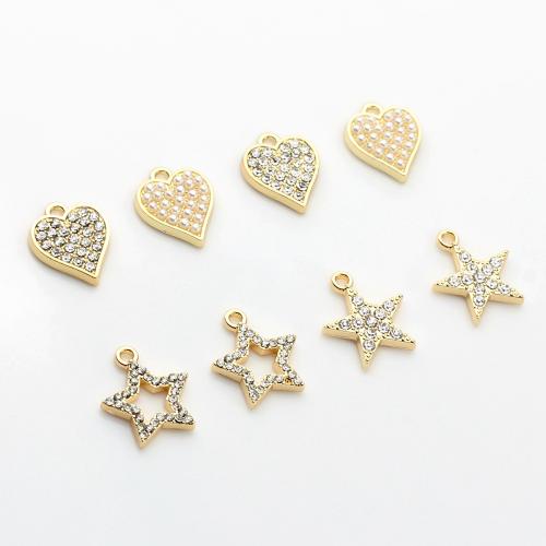 Zinc Alloy Rhinestone Pendants with Plastic Pearl gold color plated DIY & with rhinestone nickel lead & cadmium free Sold By Bag