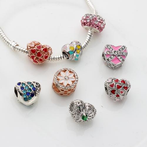 Rhinestone Zinc Alloy Beads plated DIY & enamel & with rhinestone nickel lead & cadmium free Sold By Bag