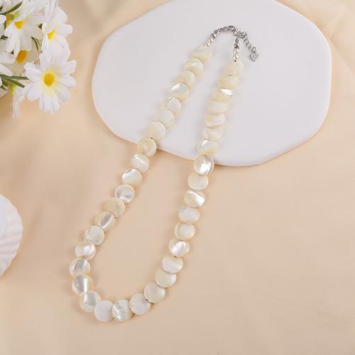 Shell Necklaces Pearl Oyster Slightly Round for woman nickel lead & cadmium free Length 46 cm Sold By PC