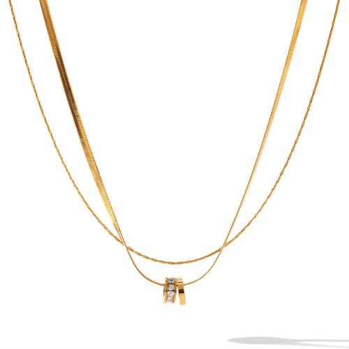 Stainless Steel Jewelry Necklace 304 Stainless Steel with 6cm extender chain gold color plated fashion jewelry golden Length 39 cm Sold By PC