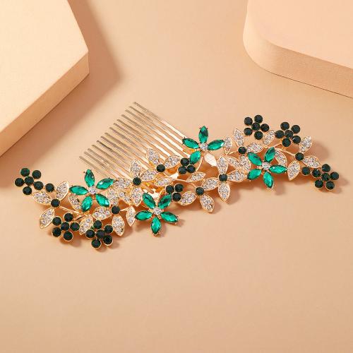 Decorative Hair Combs Zinc Alloy gold color plated fashion jewelry & with rhinestone golden nickel lead & cadmium free Sold By PC