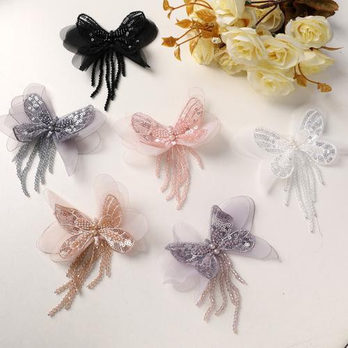 Hair Accessories DIY Findings Gauze with Seedbead Butterfly Sold By PC