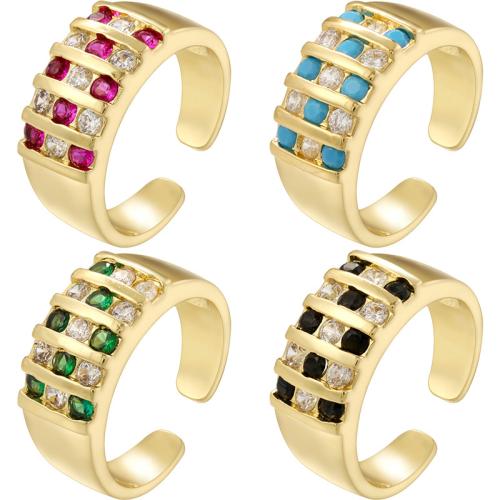 Kubieke Circonia Micro Pave Brass Ring, Messing, 18K verguld, verschillende materialen voor de keuze & micro pave zirconia & voor vrouw, Verkocht door PC