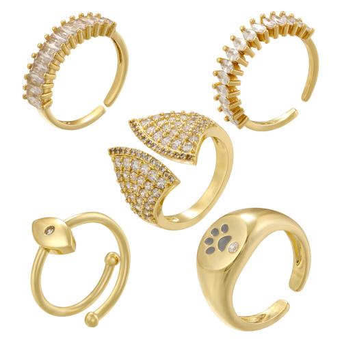 Kubisk Circonia Micro bane messing Ring, forgyldt, forskellige stilarter for valg & Micro Pave cubic zirconia & for kvinde, flere farver til valg, Solgt af PC