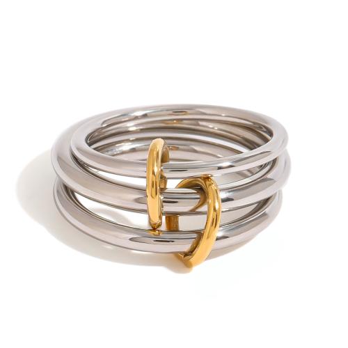 Stainless Steel Finger Ring 304 Stainless Steel plated three layers & for woman & two tone Sold By PC