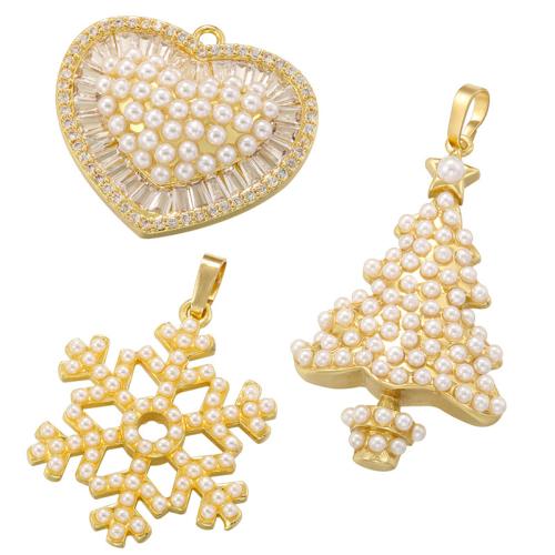 Brass Jewelry Pendants with Plastic Pearl plated DIY Sold By PC