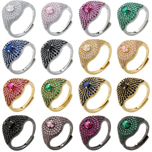 Cúbicos Circonia Micro Pave anillo de latón, metal, chapado, Joyería & micro arcilla de zirconia cúbica & para mujer, más colores para la opción, Vendido por UD