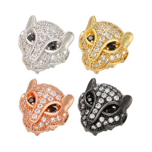 Cubic Zirconia Micro Pave Brass Beads Leopard plated DIY & micro pave cubic zirconia Sold By PC