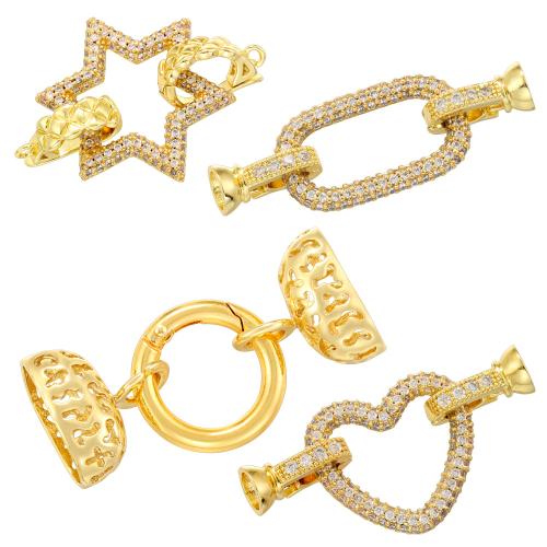 Brass Jewelry Clasps plated DIY & micro pave cubic zirconia Sold By PC