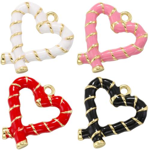 Brass Heart Pendants gold color plated DIY & enamel & hollow Sold By PC