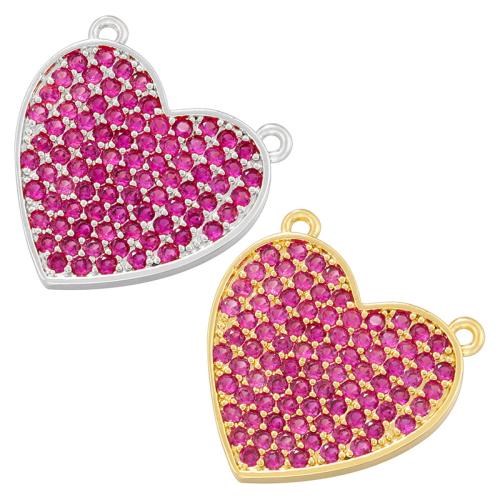 Cubic Zirconia Micro Pave Brass Pendant Heart plated DIY & micro pave cubic zirconia Sold By PC