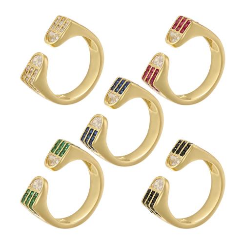 Cubic Zirconia Micro Pave Brass Ring gold color plated fashion jewelry & micro pave cubic zirconia & for woman Sold By PC