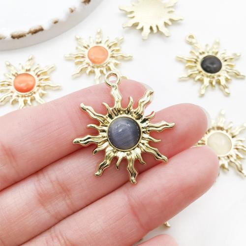 Zinc Alloy Pendants with Jade Sun plated DIY Sold By PC