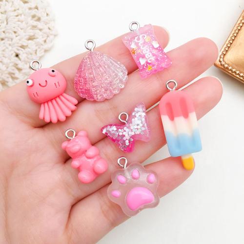 Plastic Pendants with Resin plated DIY Sold By Bag