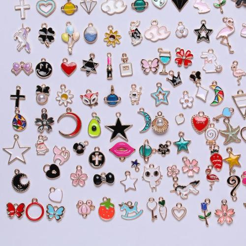 Zinc Alloy émail Pendants, alliage de zinc, Placage, envoyé au hasard & DIY, 100PC/sac, Vendu par sac