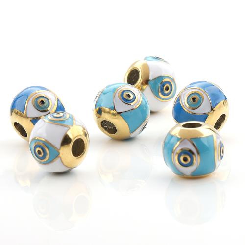 Fashion Evil Eye Jewelry Beads 304 Stainless Steel plated DIY & evil eye pattern & enamel Sold By PC