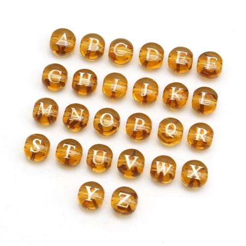 Fashion Glass Beads Alphabet Letter epoxy gel DIY yellow 8mm Sold By Bag