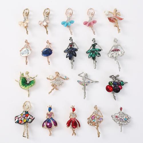 Zinc Alloy Brooch Dancing Girl plated & for woman & with rhinestone brooch length 30-60mm Sold By PC