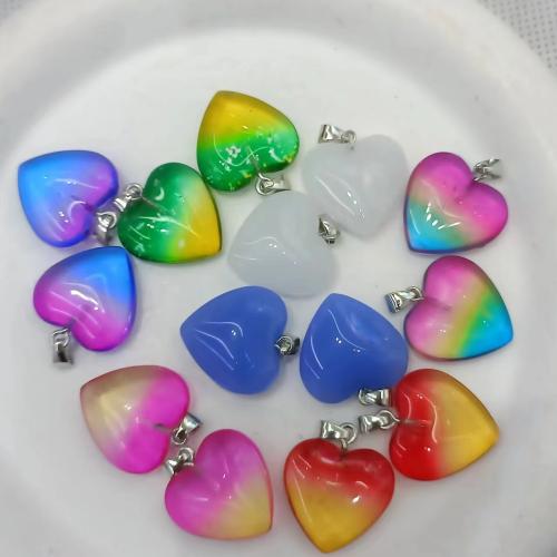 Gemstone Pendants Jewelry Glass with Iron & 304 Stainless Steel Heart DIY 20mm Sold By PC