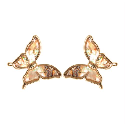 Lo zinco in lega Stud Earring, lega in zinco, Farfalla, placcato color oro, gioielli di moda & smalto, dorato, assenza di nichel,piombo&cadmio, 33x33mm, Venduto da coppia