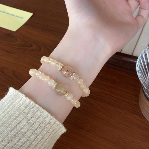 クォーツブレスレット, シトリンビーズ, ファッションジュエリー, ミックスカラー, The circumference of the bracelet is about 34cm, 売り手 パソコン