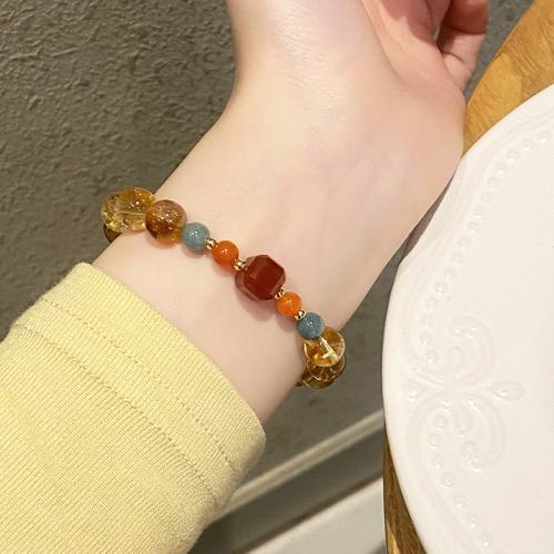 宝石用原石のブレスレット, ジェムストーン, ファッションジュエリー, ミックスカラー, The bracelet circumference is about 17cm, 売り手 パソコン