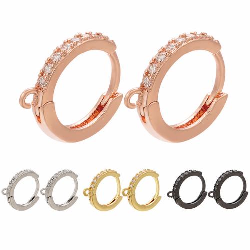 Messing Lever Back Earring Component, forgyldt, du kan DIY & forskellige stilarter for valg & Micro Pave cubic zirconia, flere farver til valg, Solgt af par