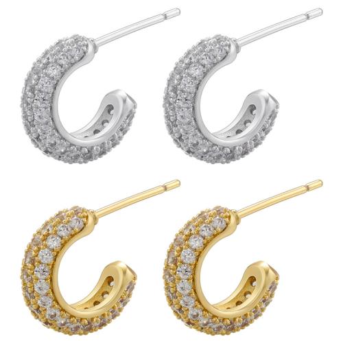 Terningformet Zirkon Micro Pave Messing Øreringe, forgyldt, mode smykker & Micro Pave cubic zirconia & for kvinde, flere farver til valg, Solgt af par