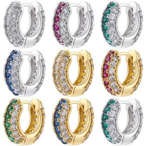 Cubic Zirconia Micro Pave Latão Brinco, cobre, banhado, joias de moda & micro pavimento em zircônia cúbica & para mulher, Mais cores pare escolha, vendido por par