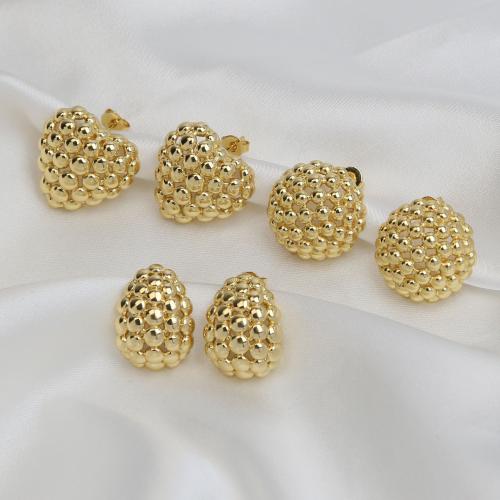 Brass Stud Earring 18K gold plated & for woman & hollow Sold By Pair