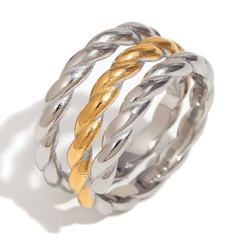 Stainless Steel Finger Ring 304 Stainless Steel plated three layers & for woman & two tone Sold By Pair