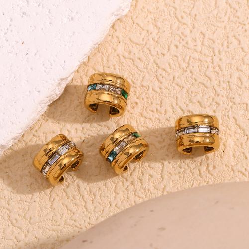 304 Stainless Steel Earring Clip 18K gold plated fashion jewelry & for woman & with rhinestone Sold By Pair