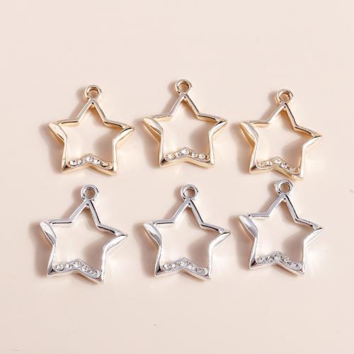 Pingente estrela de liga de zinco, banhado, DIY & com strass, Mais cores pare escolha, 10PCs/Bag, vendido por Bag