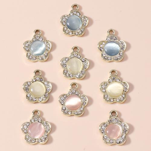 Zinc Alloy Rhinestone Pendants with Cats Eye plated DIY & with rhinestone Sold By Bag