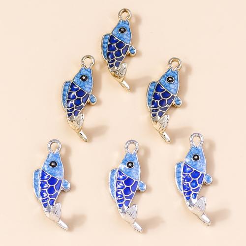 Zinc Alloy émail Pendants, alliage de zinc, poisson, Placage, DIY, plus de couleurs à choisir, 10PC/sac, Vendu par sac